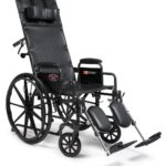 Everest & Jennings Advantage Recliner wheelchair reclined with headrest and elevating legrests