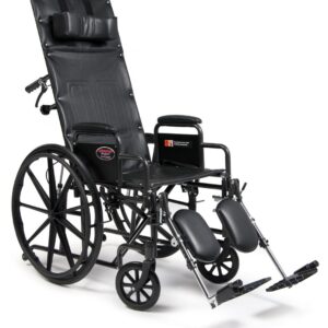 Everest & Jennings Advantage Recliner wheelchair reclined with headrest and elevating legrests