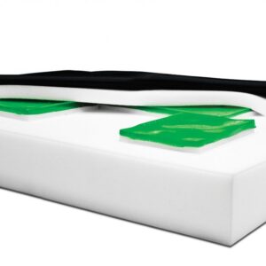 Graham-Field bariatric seat cushion cutaway showing gel zones and memory foam topper