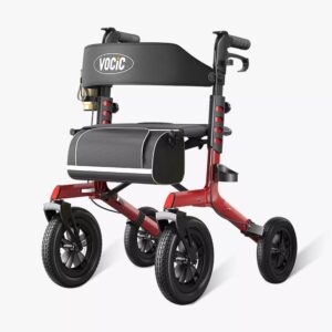 VOCIC Z57 12 inch wheel rollator in Red, front view