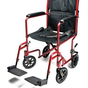 Everest & Jennings aluminum transport chair in Red with 17 inch seat