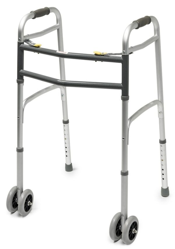 Lumex Imperial Collection extra wide folding walker with 5 inch front wheels