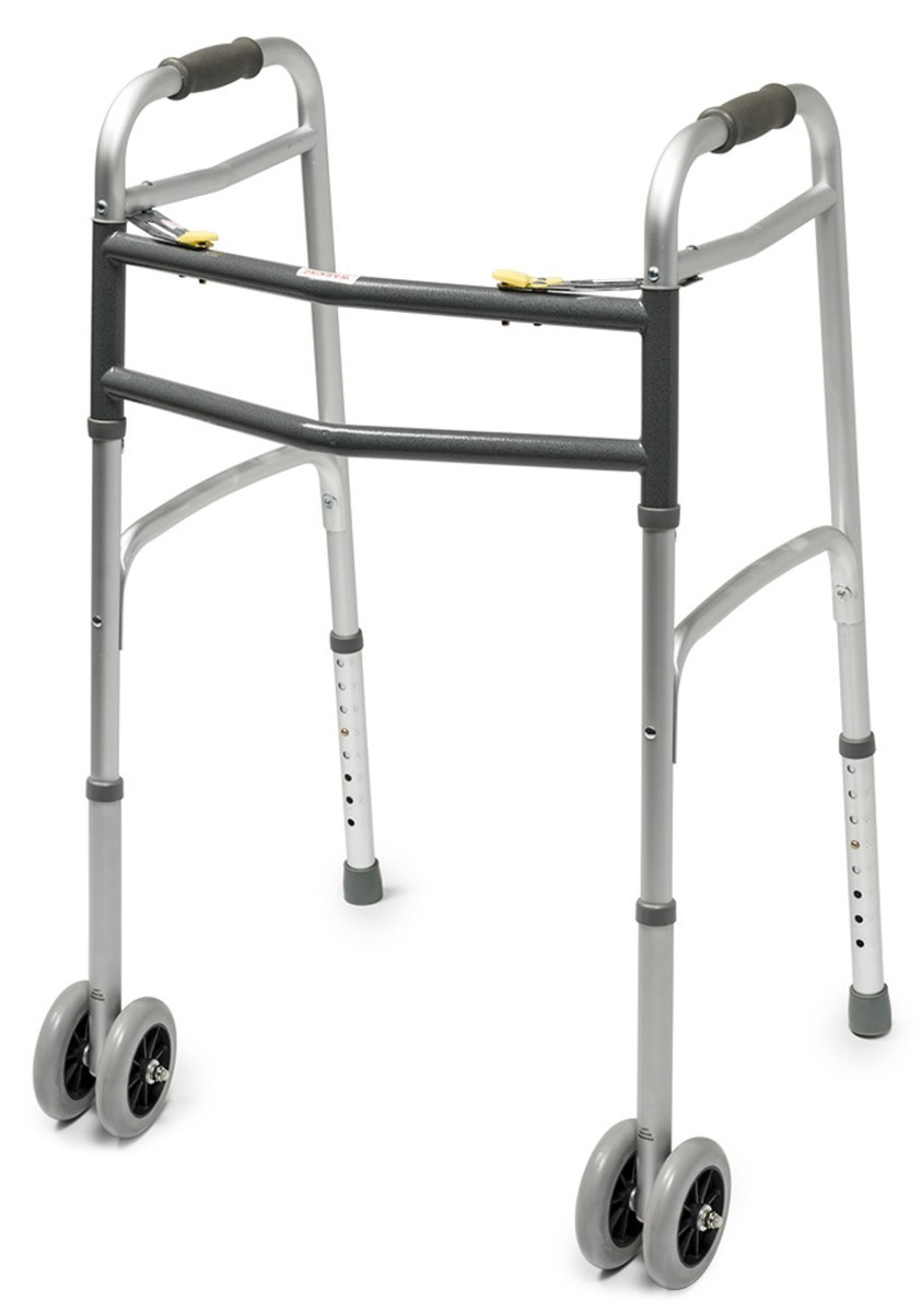 Lumex Imperial Collection extra wide folding walker with 5 inch front wheels