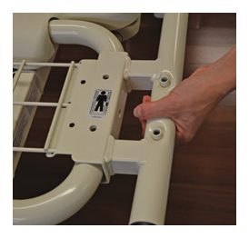 Joerns 42 inch hospital bed width extension being pinned onto the UltraCare XT sleep deck