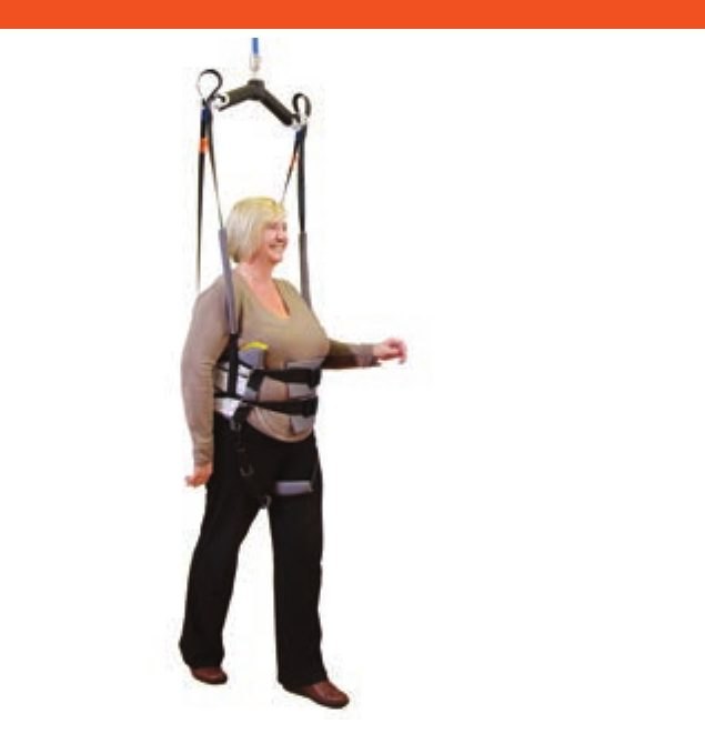 Hoyer standing harness sling by Joerns supporting a patient standing on a Hoyer lift 6-point spreader bar