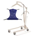 Invacare 9805P hoyer lift with sling, shown with the Reliant full body mesh sling