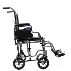 Invacare EasyGlide Classic transport chair in black with fixed arms and swing-away footrests