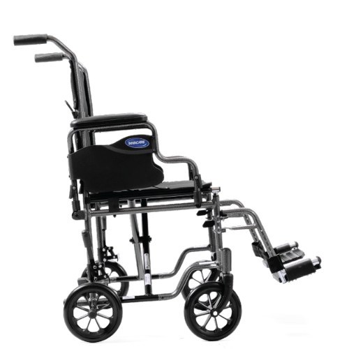 Invacare EasyGlide Classic transport chair in black with fixed arms and swing-away footrests