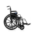Invacare EasyGlide steel wheelchair in black with removable desk arms and swing-away footrests