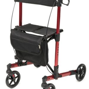Lumex Allura rollator in Apple Red with padded seat and removable back