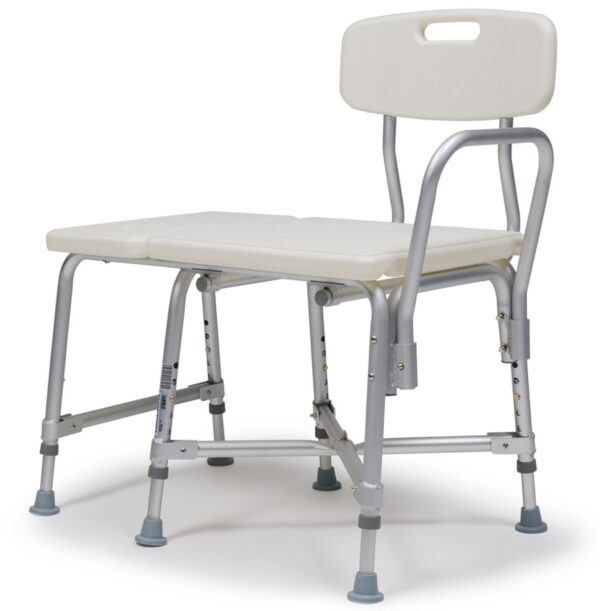 Lumex bariatric transfer bench with backrest and wide molded seat