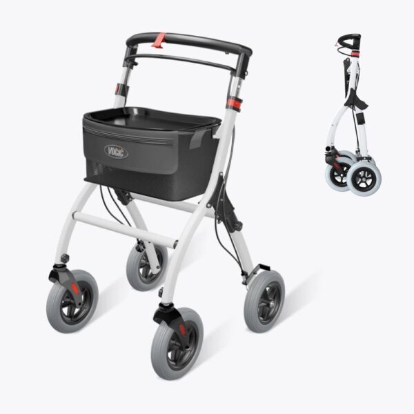 White VOCIC Z32 slim walker shown open and folded
