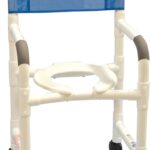 Lumex PVC knock down shower commode chair with blue mesh back and open-front seat