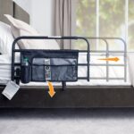 Stander Wonder Pivot Bed Rail, a pivot bed rail with organizer pouch on a home bed