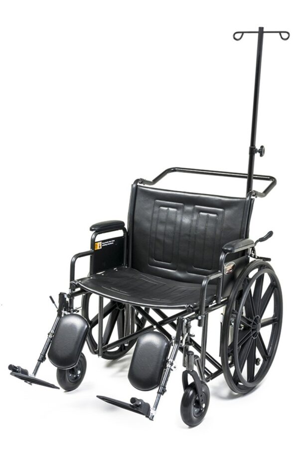 Everest & Jennings Traveler HTC 500 lb wheelchair with O2/IV holder and elevating legrests
