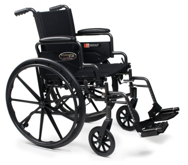 Everest & Jennings Traveler L4 wheelchair with flip-back desk arms and swing-away footrests