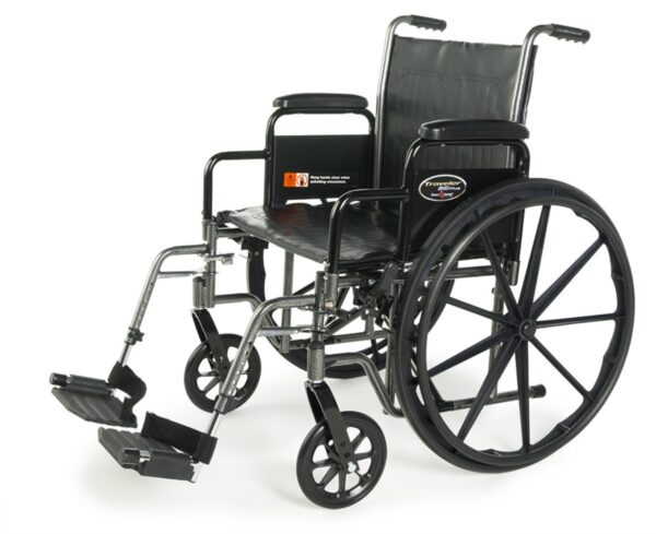 Everest & Jennings Traveler SE Plus wheelchair with detachable desk arms and swing-away footrests