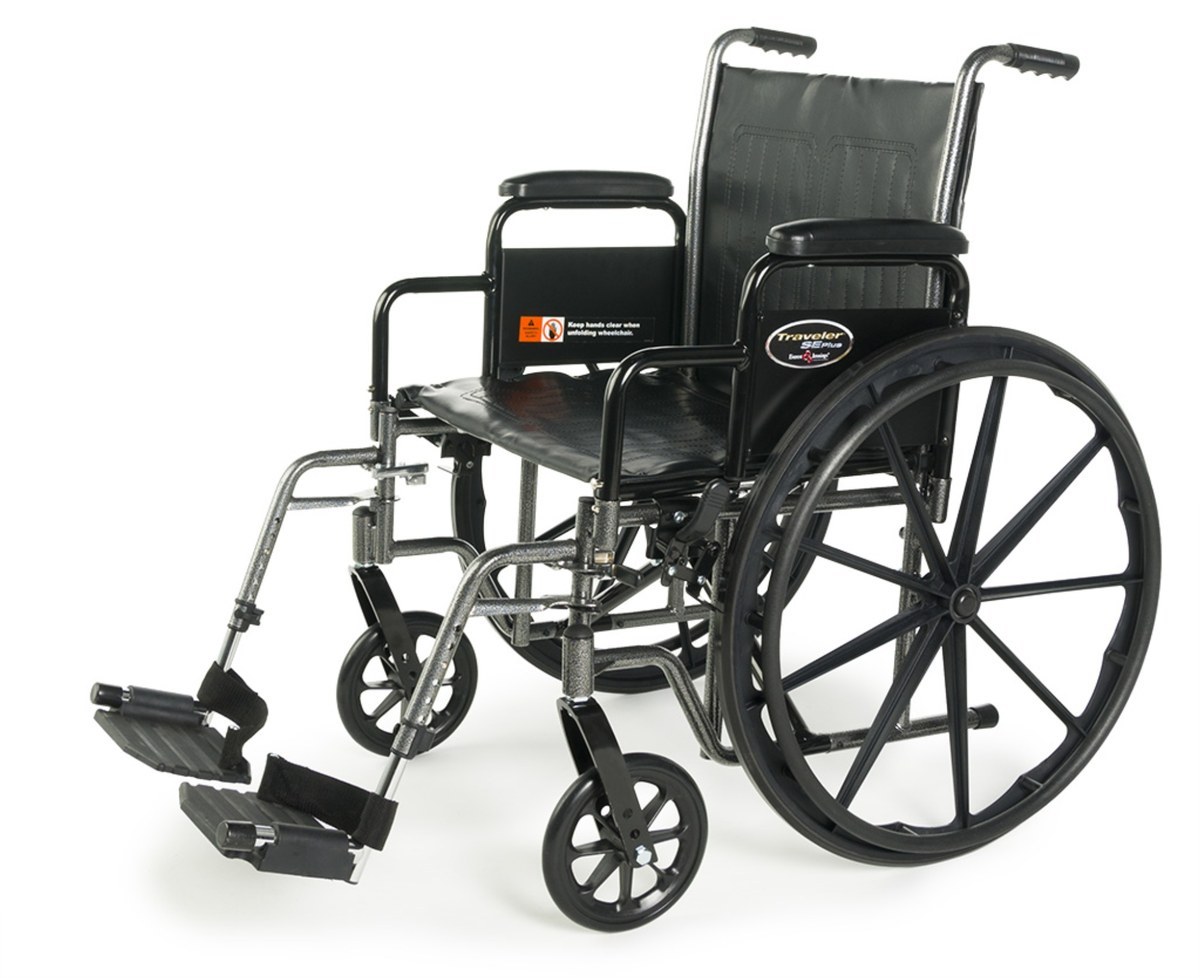 Everest & Jennings Traveler SE Plus hemi wheelchair with detachable desk arms and swing-away footrests