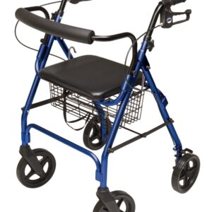 Walkabout Contour Deluxe rollator in Royal Blue with padded seat and basket