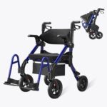 VOCIC Z55 Walker Wheelchair Combo – 2-in-1 Rollator Transport Chair with Flip Backrest, 300 lb Capacity