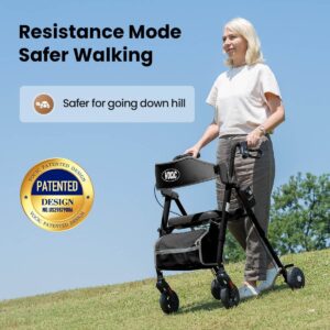 Slow down rollator holding a steady pace on a slope
