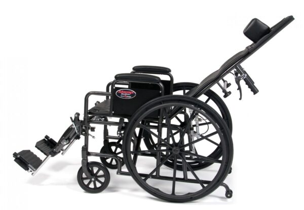 Advantage Recliner high back reclining wheelchair side view fully reclined