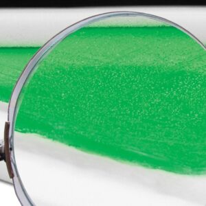 Wide wheelchair cushion gel layer shown under a magnifying glass