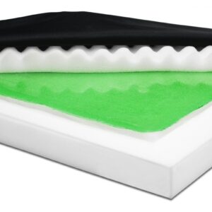 Gel and foam wheelchair cushion cutaway showing the convoluted topper over the Dura-Gel layer