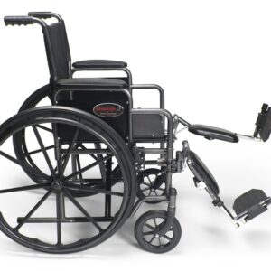 Advantage LX basic wheelchair side view with 24 inch rear wheel and elevating legrest