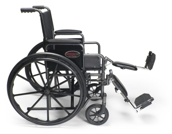 Advantage LX basic wheelchair side view with 24 inch rear wheel and elevating legrest
