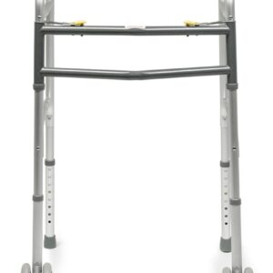 Front view of the Lumex bariatric folding walker with 5 inch wheels