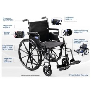 Invacare EasyGlide wheelchair measurements diagram
