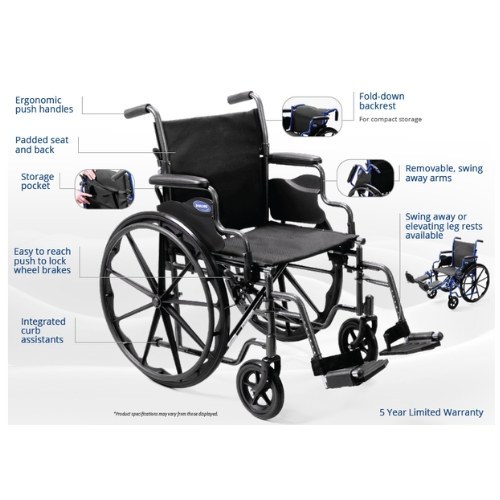 Invacare EasyGlide wheelchair measurements diagram