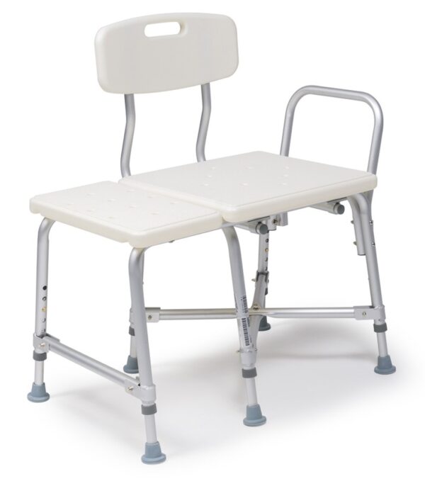 Lumex 600 lb transfer bench with drainage holes in the seat