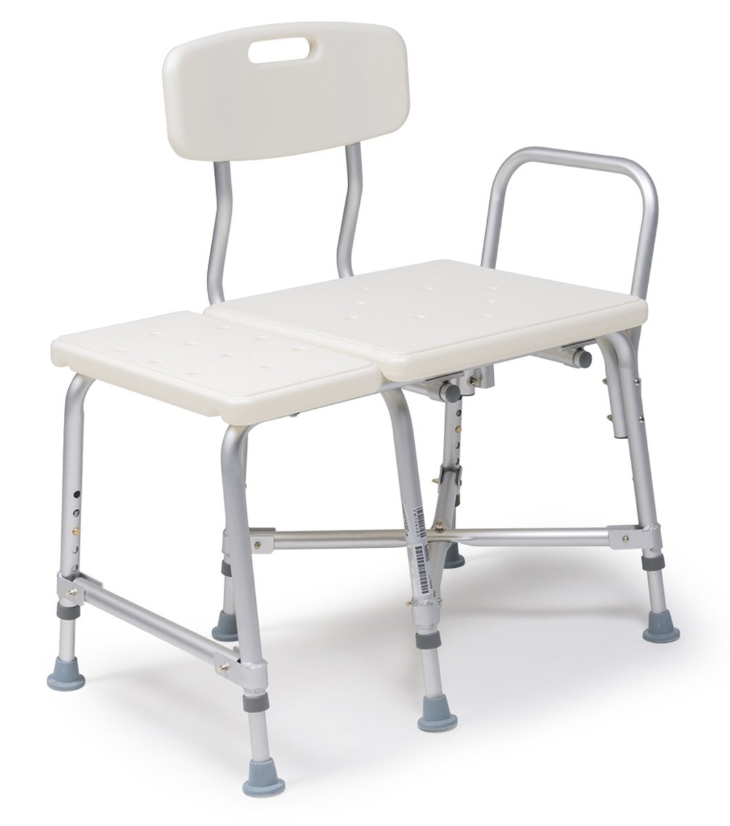 Lumex 600 lb transfer bench with drainage holes in the seat
