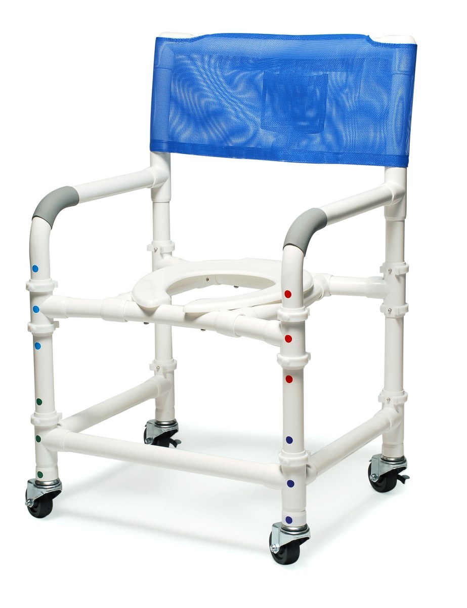 Lumex 22 inch knock down PVC shower commode chair with tool-free clamp joint brackets