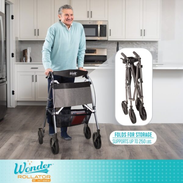 Stander Wonder Rollator Plus with 8" Wheels rollator with 8 inch wheels