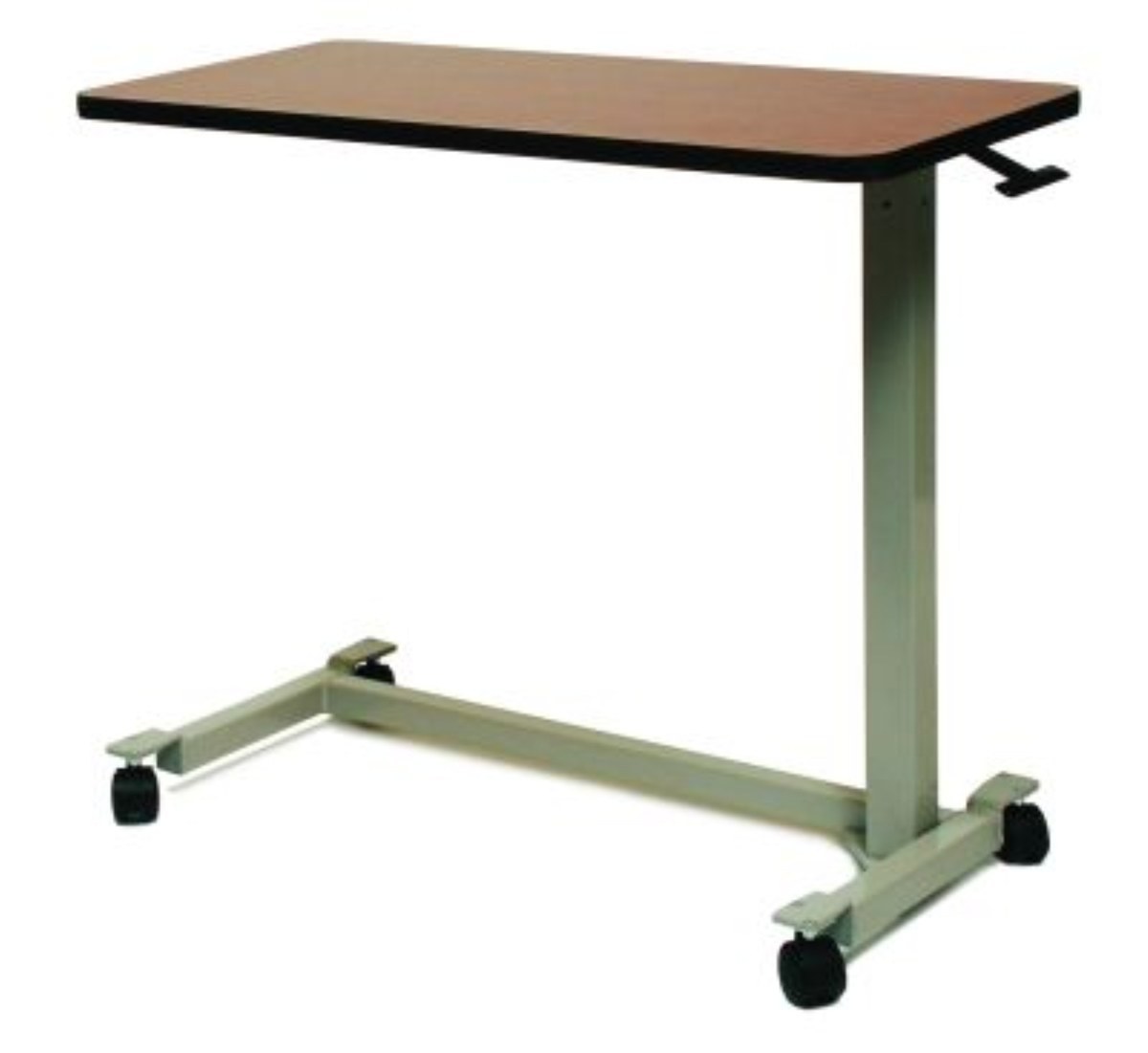 Overbed table with Cocobala wood-grain top and grey H base