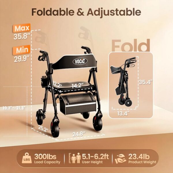 VOCIC Z63 rollator measurements diagram
