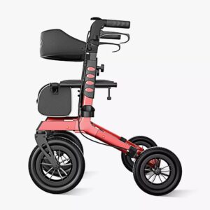 VOCIC Z57 outdoor rollator in Red, side view