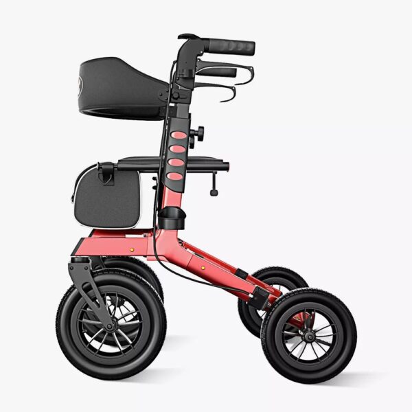 VOCIC Z57 outdoor rollator in Red, side view