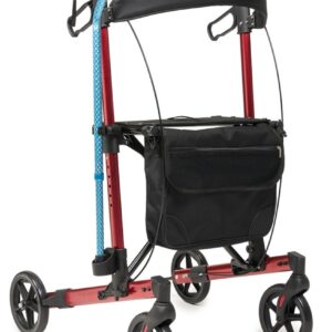 Lumex Walkabout Allura Rollator, Apple red front with cane