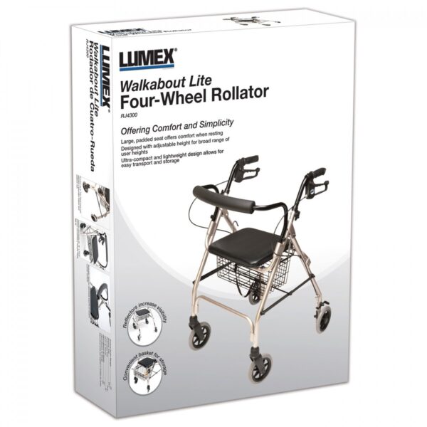 Lumex Walkabout Lite four-wheel rollator retail box