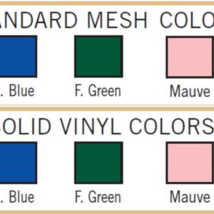 Lumex PVC shower chair mesh and vinyl color chart: Royal Blue, Forest Green, Mauve