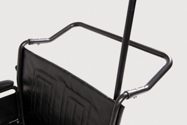 Fixed attendant push bar on the E&J Traveler HTC wheelchair