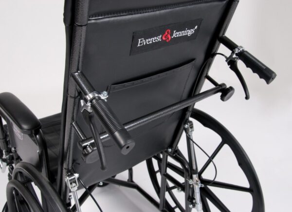 Trigger release under the push handle that reclines the Advantage Recliner back