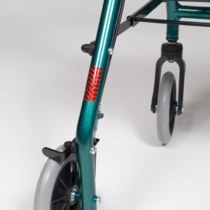 Walkabout Lite rollator in Teal Green, 6 inch wheel close-up
