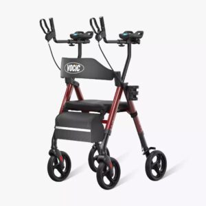 VOCIC Z22 upright rollator in Red with cup holder and storage bag