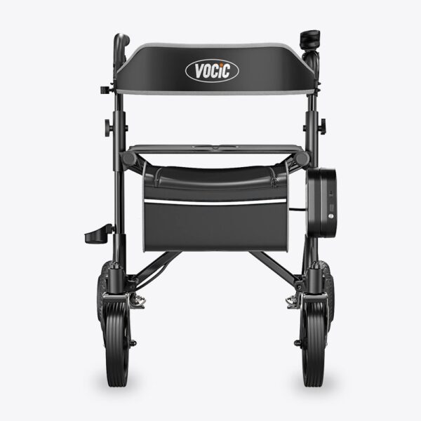 Front view of the VOCIC Z73 electric walker with VOCIC backrest