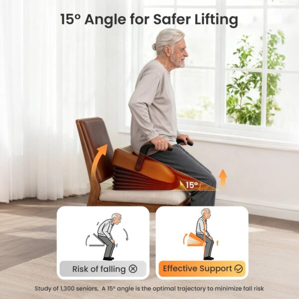 VOCIC AX16 PRO seat lift tilting a user forward at 15 degrees
